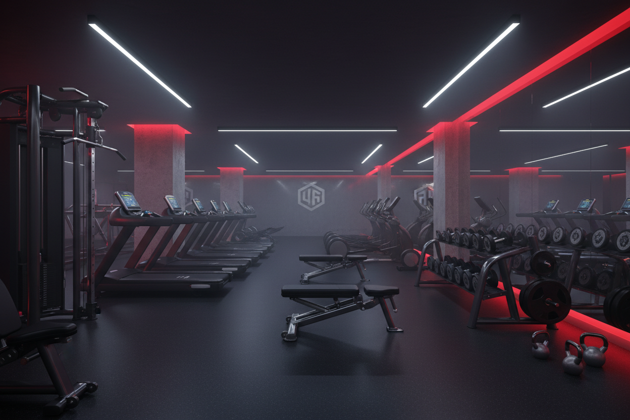 gym picture for mobile and computer, do it red #ff073b sstodio style